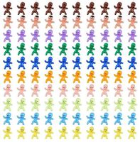 100 x Mini Puppe (10 Farben) Geburtstag Basteln Mosaik