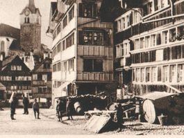 HERISAU: animierte Szene im Unterdorf ~1920