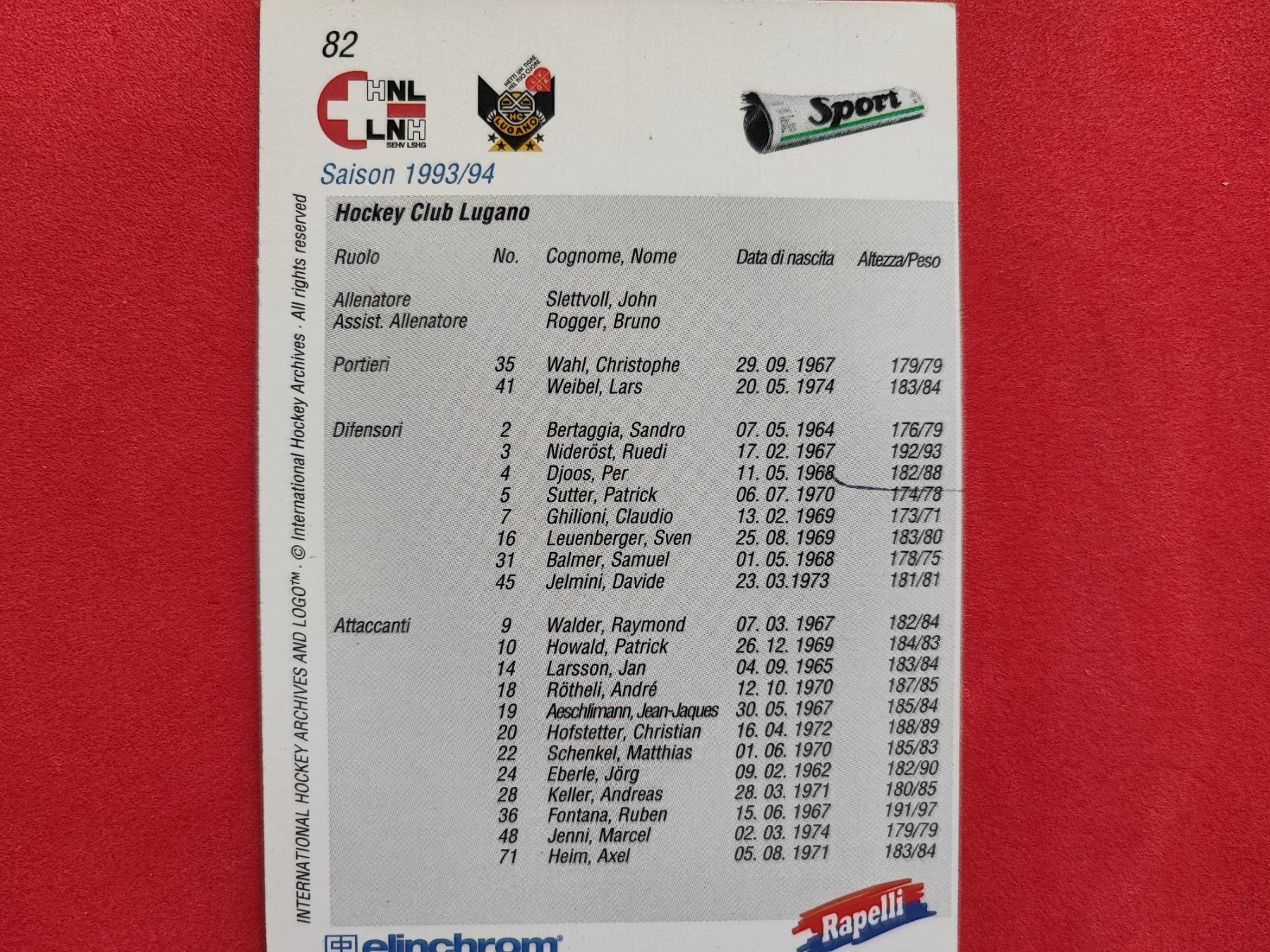 Sammelbilder & Trading cards: HC LUGANO TEAM CARD - 1993/94 – Gebraucht aus Dübendorf von kb86_MOVIE 1