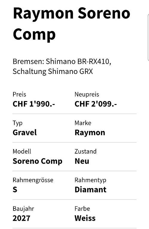 Biciclette: Raymon Soreno Comp S, Gr. S, 2027 – Nuovo e nell'imballaggio originale da Cordast venduto da pau_r28w 2