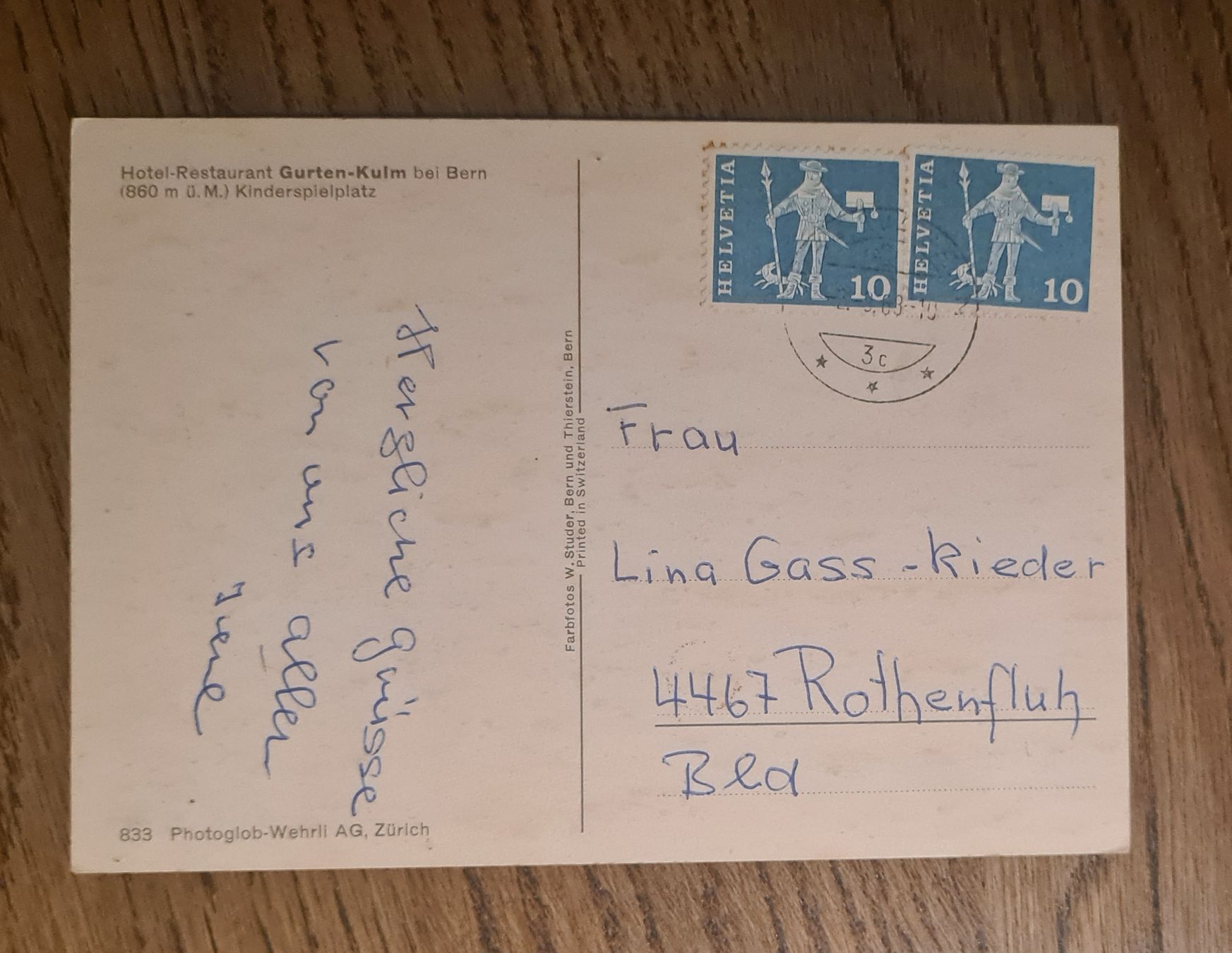 Cartoline postali: Hotel-Restaurant Gurten-Kulm 1968 – Usato da Ebikon venduto da Donar50 1