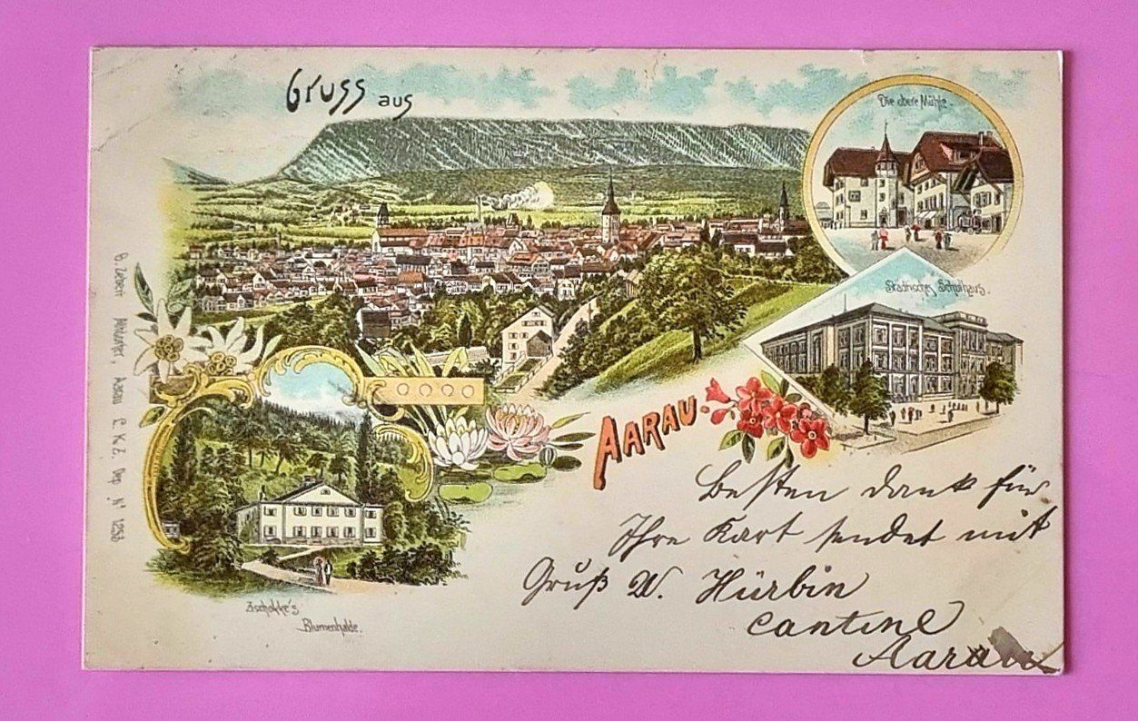 Cartoline postali: Aarau - Litho - 1898 – Usato da Rothrist venduto da RROENK