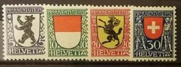 1924, Nr. J29-32, Pro Juventute Helvetia Wappen postfrisch