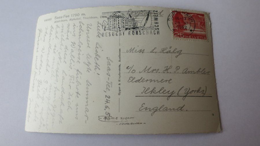 Cartoline postali: Saas-Fee (1790m) - 1952 – Usato da Jona venduto da centumprata 1