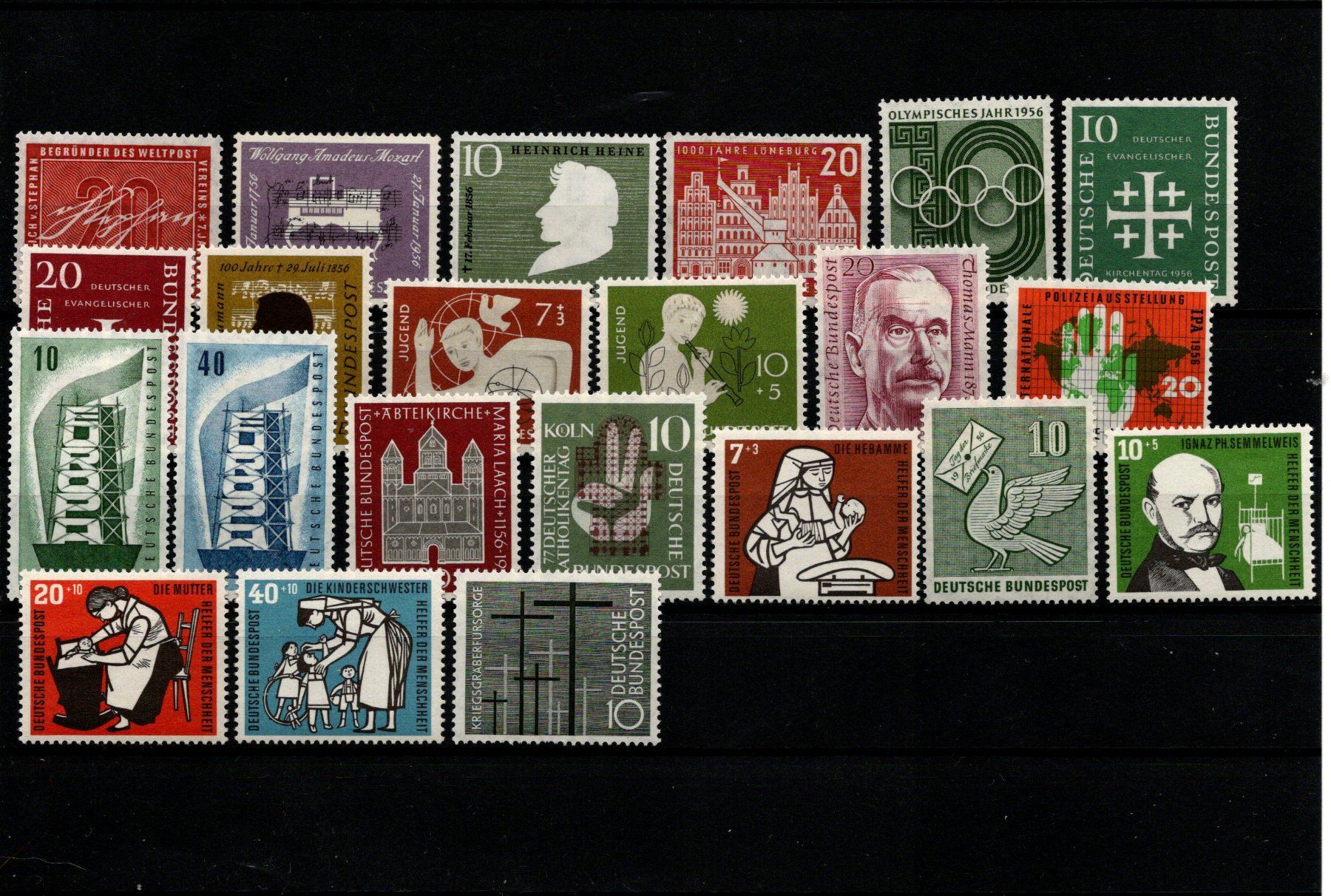 Tous les timbres: Allemagne 1956 année complète neufs – D'occasion à Moutier par Phillegrec