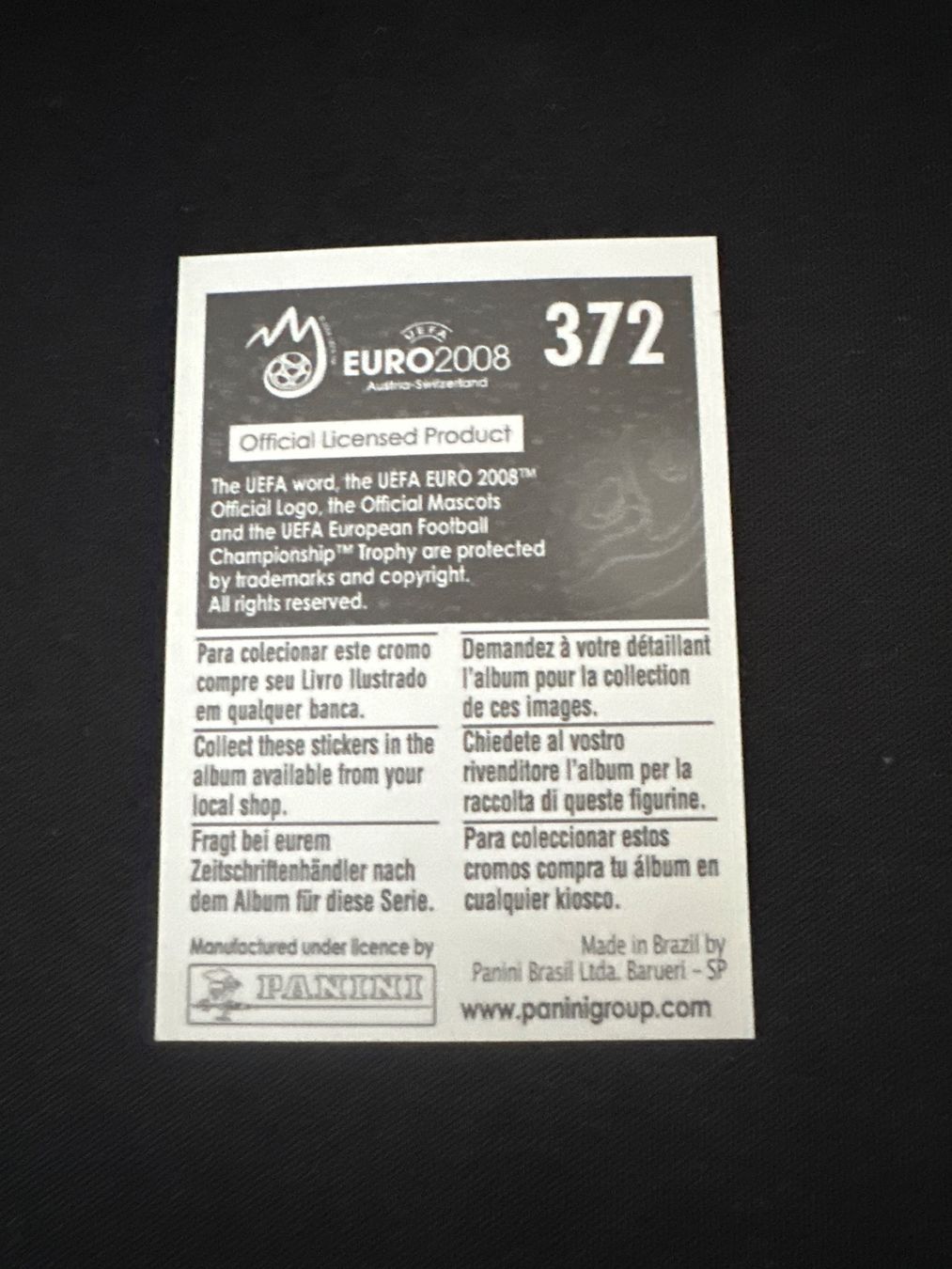 Panini Carte collezionabili: Panini UEFA EM 2008 Sticker - Nr. 372 – Usato da Sulz AG venduto da DealWerk 1