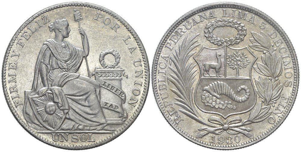 Tutti le monete: Peru, 1 Sol 1930 (001) – Usato da Chiasso venduto da Novamarketing