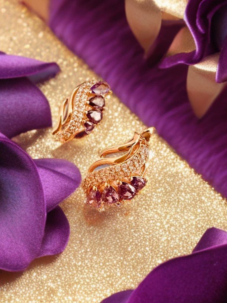 Boucles D'oreilles Clips En Velours Noir Et Vieux Rose - Modèle 2094 - Occasion