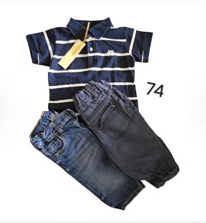 Kinder Polo Shirt & 2x Jeans Gr. 74