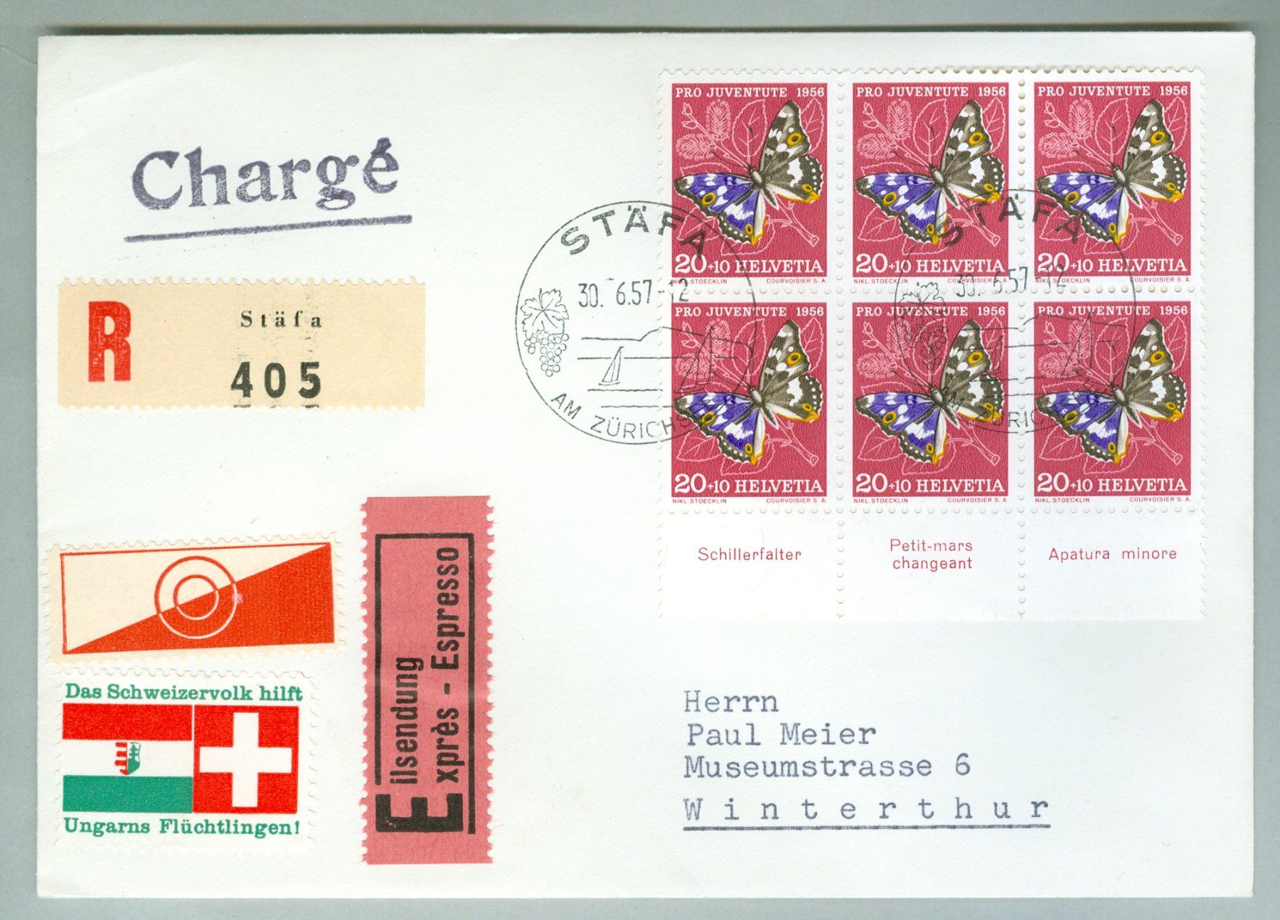 Tutti i francobolli: 1957 Schweiz Pro Juventute Bedarfspost – Usato da Zürich venduto da yago-rot
