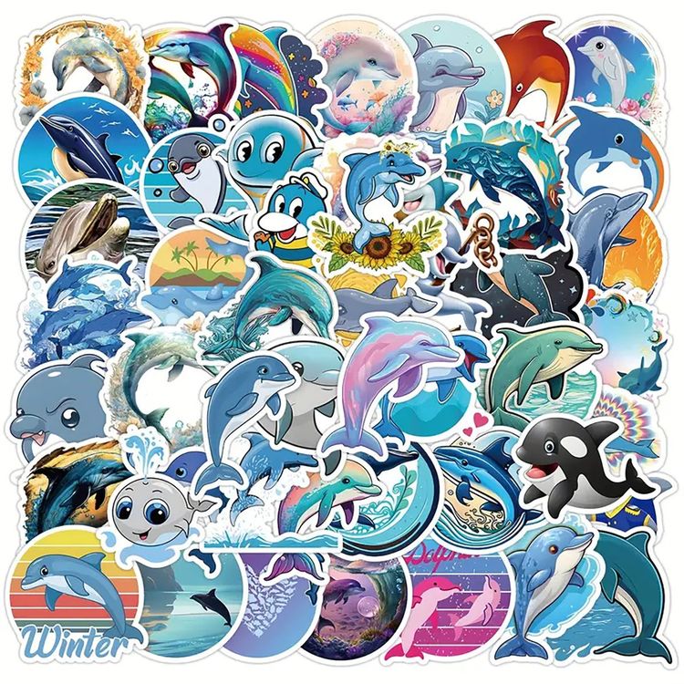 50 Stk. Sticker Aufkleber - süsse Delfine | Kaufen auf Ricardo
