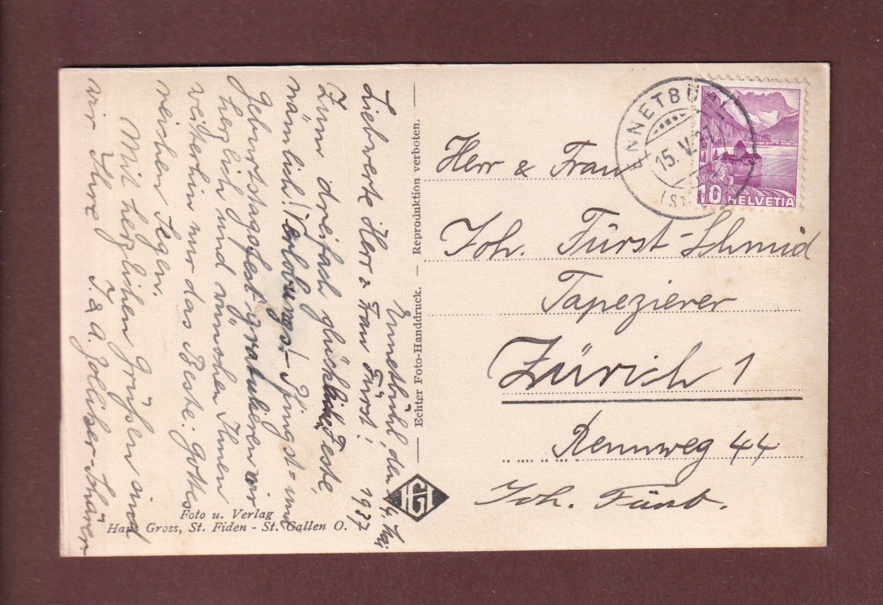 Cartoline postali: ENNETBÜHL - Säntis - 1937 – Usato da Pully venduto da nicecards-shop 1