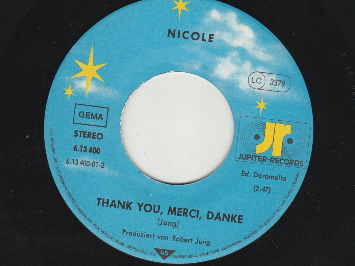 Schallplatten: Nicole - Ein bisschen Frieden 7" Vinyl ESC Winner 1982 – Gebraucht aus Tübach von JamesStone 5