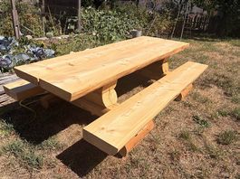 Gartentisch-Bankkombination Blockbau