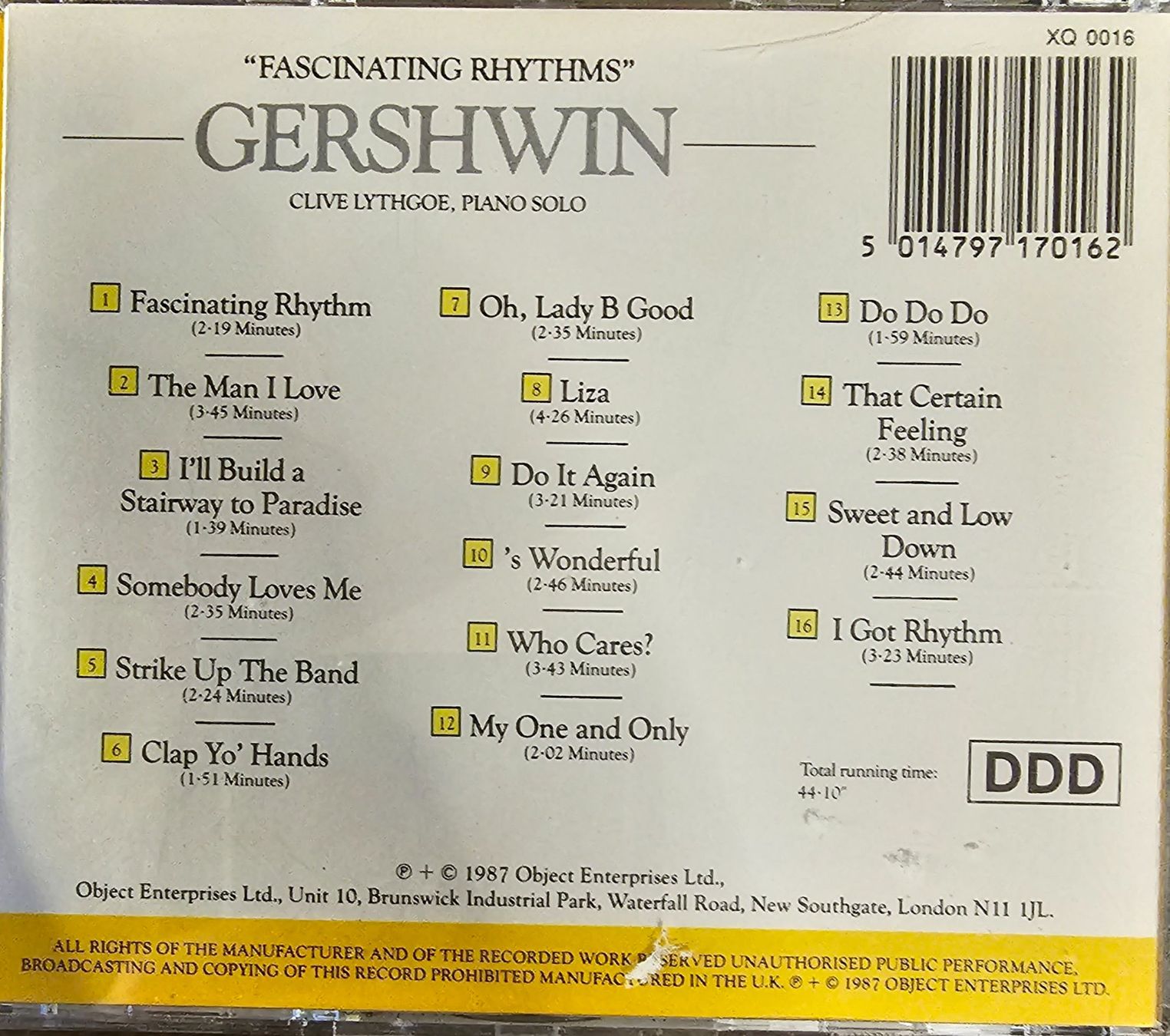CD: Clive Lythgoe – Gershwin's Fascinating Rhythms – Usato da Wahlen b. Laufen venduto da Cg10 1