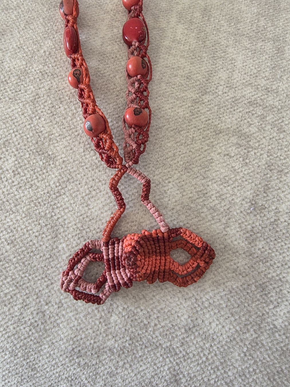 Catenine: Handmade Macrame Beaded Necklace - Bohemian Style Red – Nuovo (secondo la descrizione) da Zollikofen venduto da Tamyru77 2