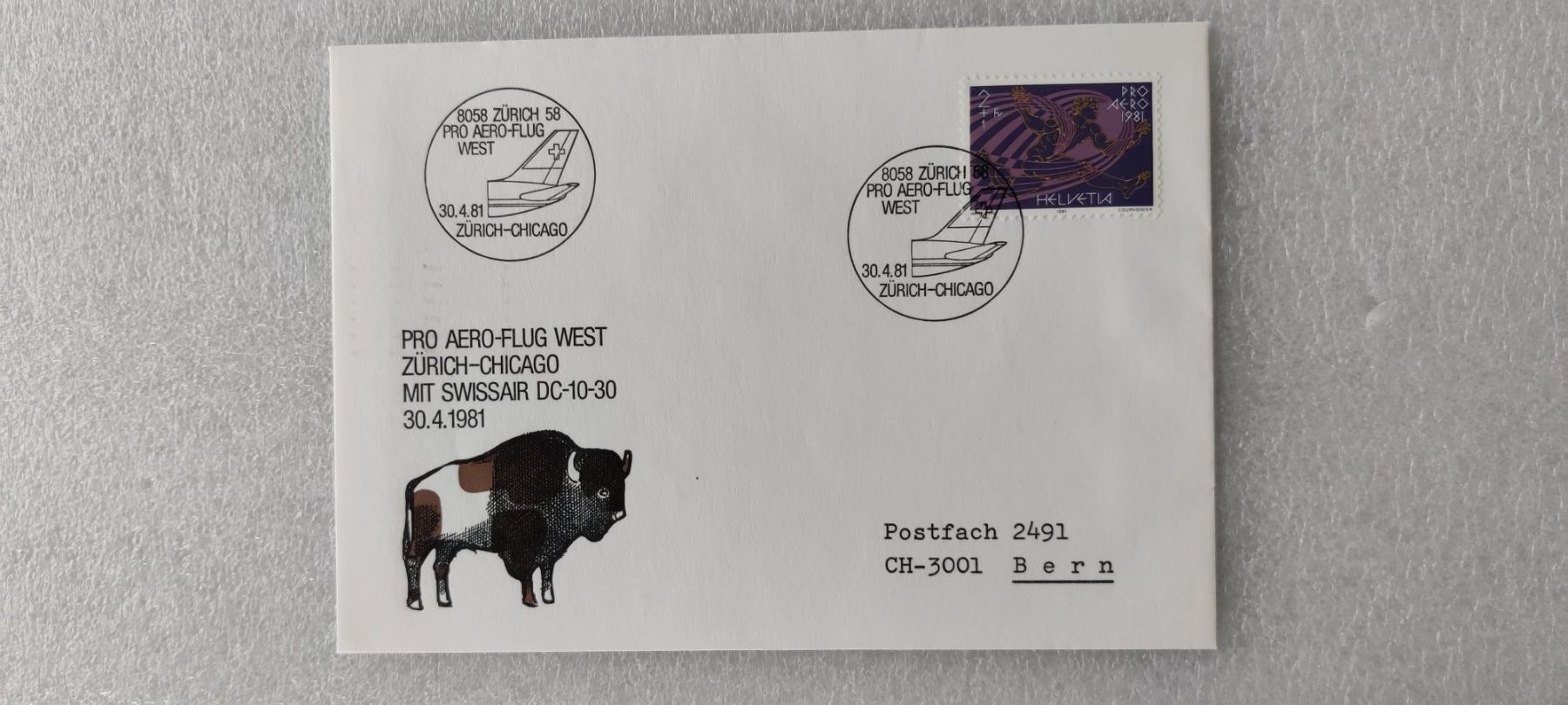 Tutti i francobolli: 4 Stück PRO Aero Flug Schweizer Briefmarken1981 – Usato da Zürich venduto da sendbad 1
