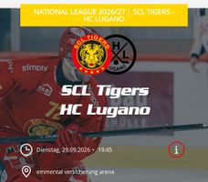 2x Stehplatz SCL Tigers vs HC Lugano 