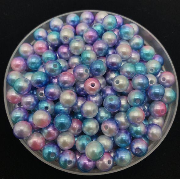 Perle (finte): Perles dégradées bleu/rose 8mm 25 pcs – Nuovo e nell'imballaggio originale da St-Imier venduto da goodber