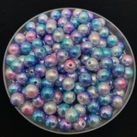 Perles dégradées bleu/rose 8mm 25 pcs