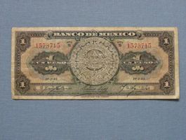 Banco de Mexico - 1 Peso - 17.1.45 - Seltene Banknote