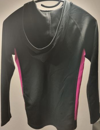 Sportlicher Kapuzenpullover, Gr. 152, schwarz/pink