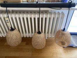 Neue Hängeleuchte Rattangeflecht Natur 3er Set