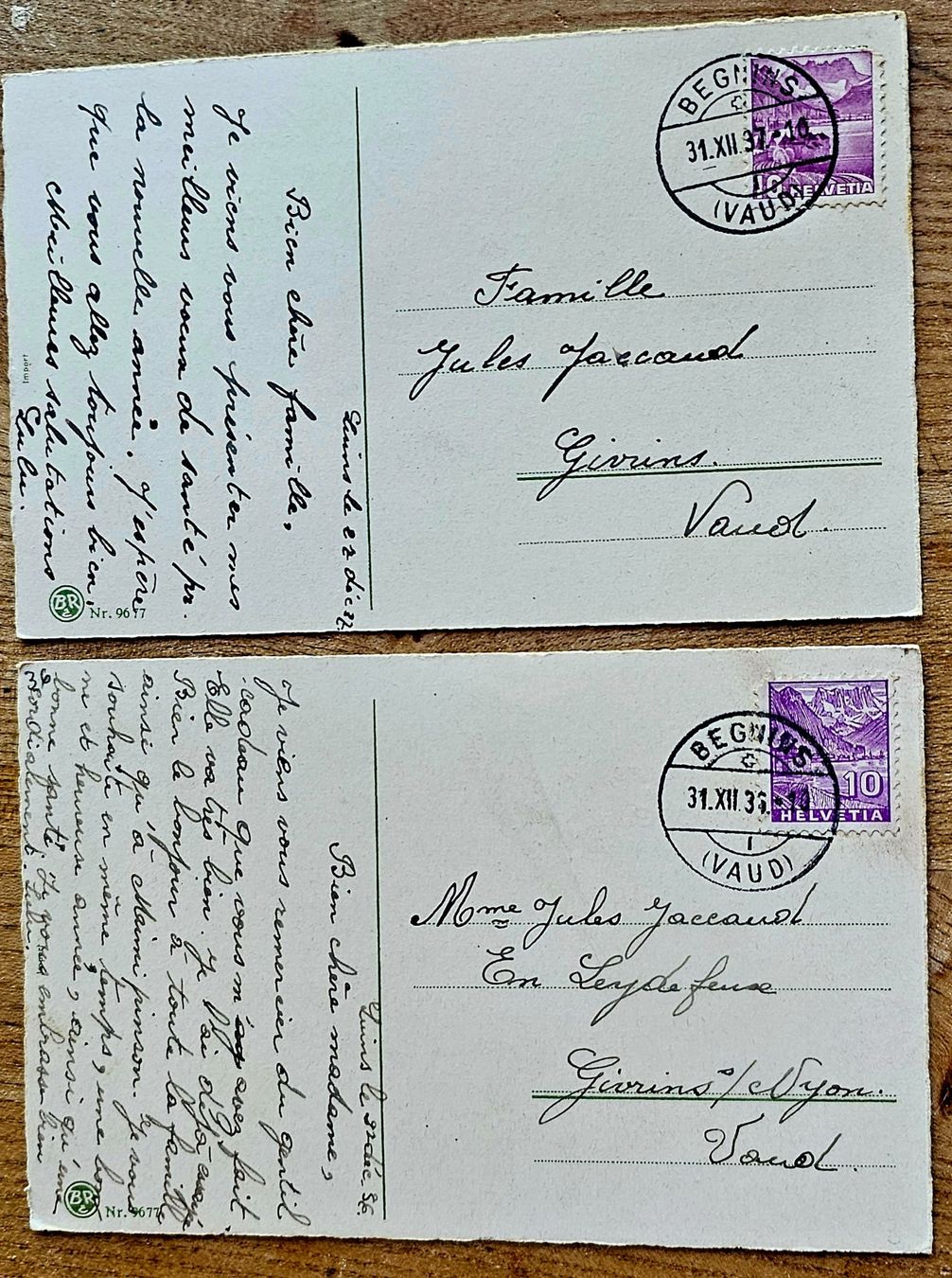 Cartoline postali: 2 cartes postales de Bonne Année, 1937 – Usato da Les Valettes venduto da Nuba1 1
