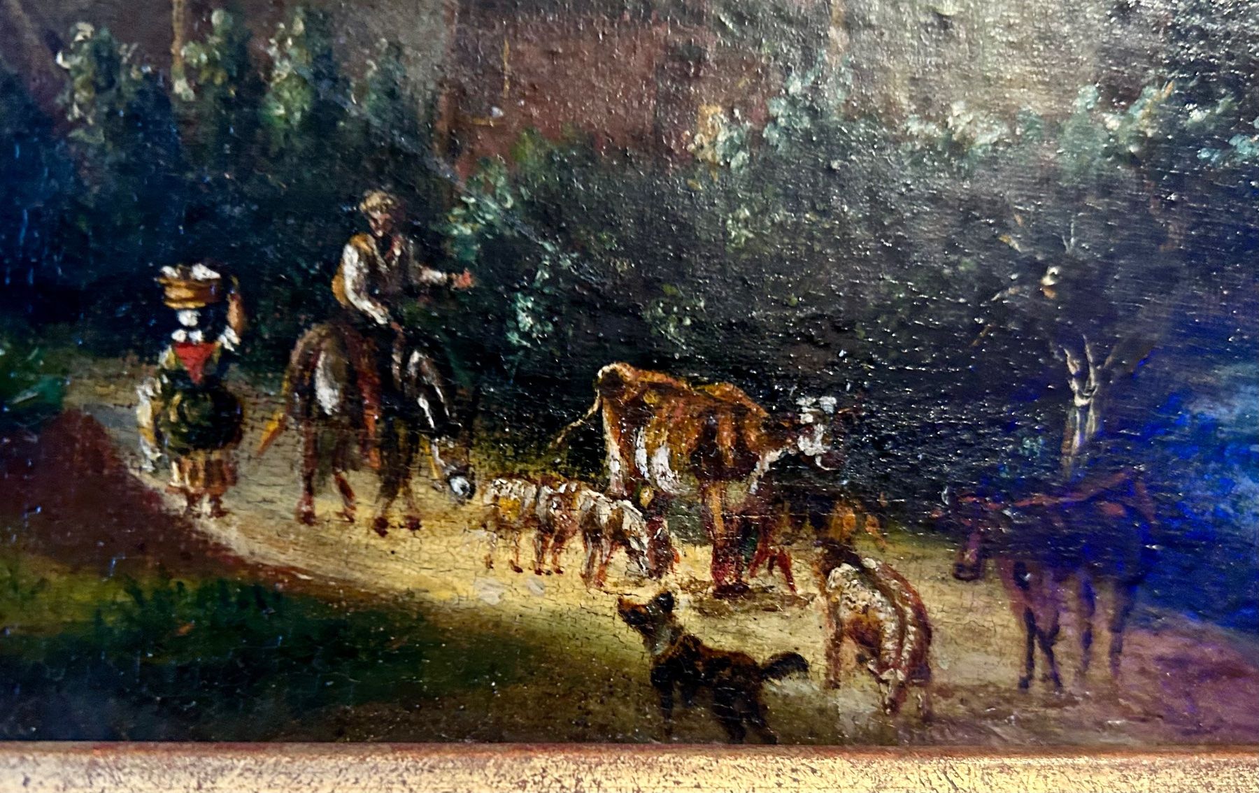 Gemälde: Tableau ancien, scène champêtre, encadré. – Gebraucht aus Petit-Lancy von Pierre_le_voyageur 2
