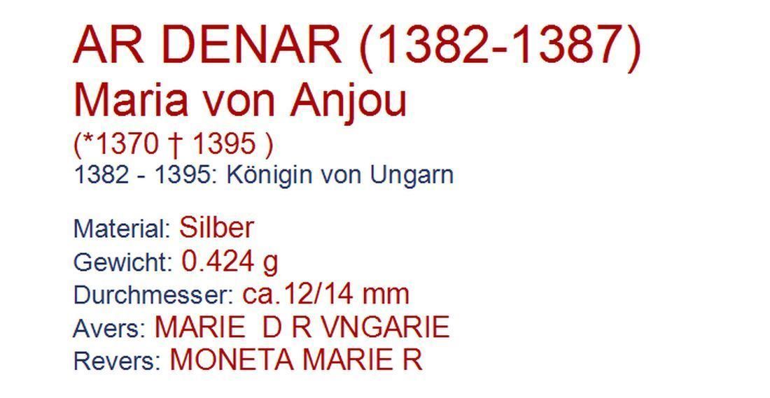 Tutti le monete: AR Denar Maria von Anjou – Usato da Flamatt venduto da samowarow 1