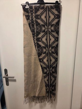 Luxus Max Mara Schal mit Fransen-Beige/Schwarz-Top Zustand