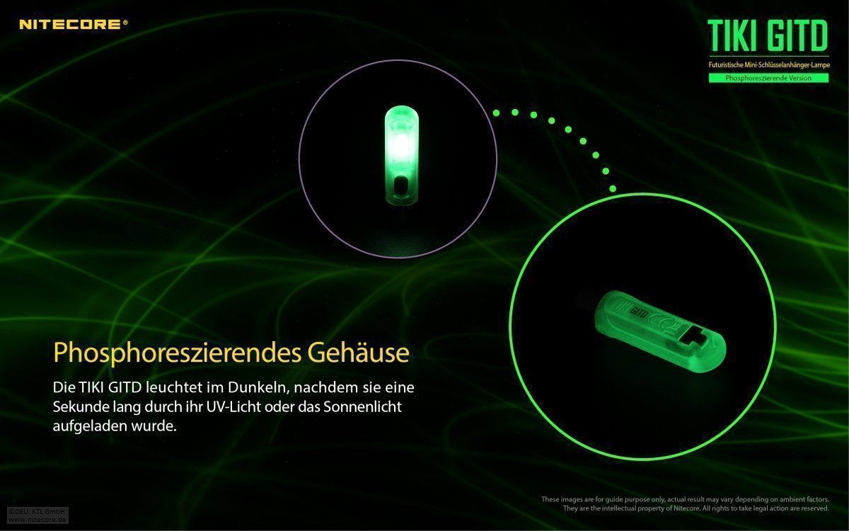 NiteCore Lampade: Nitecore TIKI GITD - Glow in the dark – Nuovo e nell'imballaggio originale da Grüningen venduto da Prolumin 1