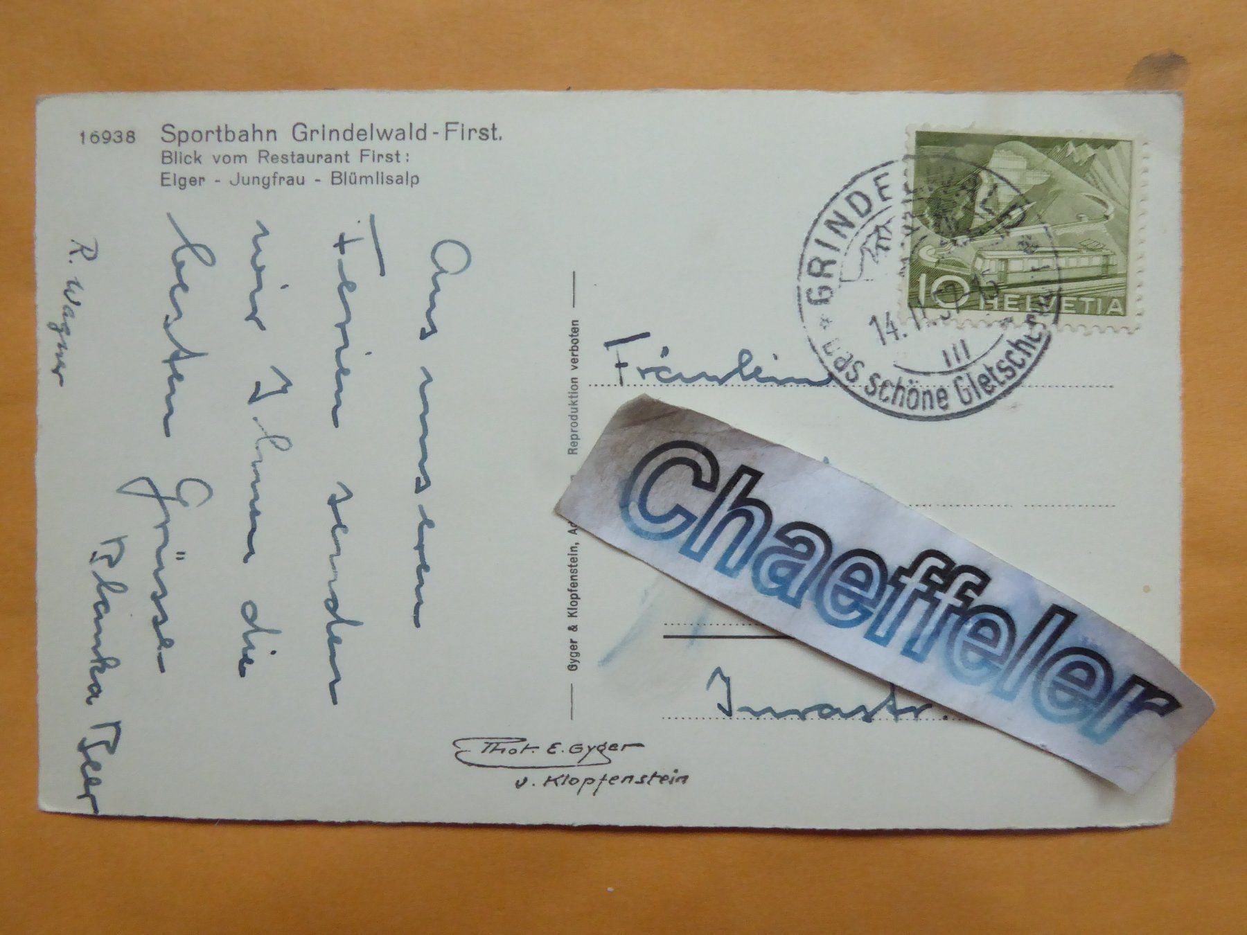 Ansichtskarten: 1957 Sportbahn Grindelwald - First – Gebraucht aus Zürich von Chaeffeler 1