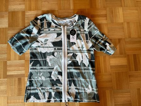 Bonita Damen Shirt grün floral Reissverschluss Grösse L