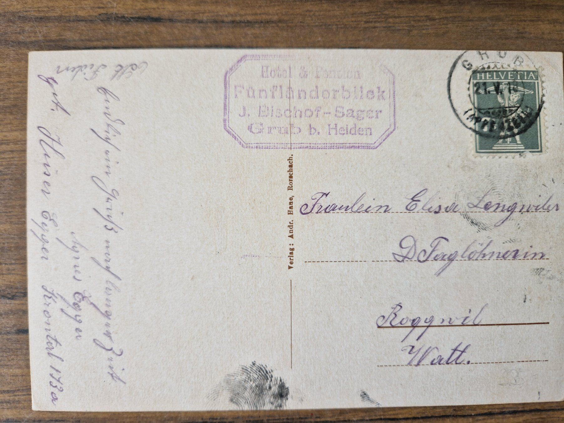 Cartoline postali: Ansichtskarte Hotel Fünfländerblick Pferdekutschen – Usato da Mörschwil venduto da aik_x8mc 1