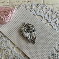 1x Anhanger Charm Metall Blatt feuille Look Silver pendentif