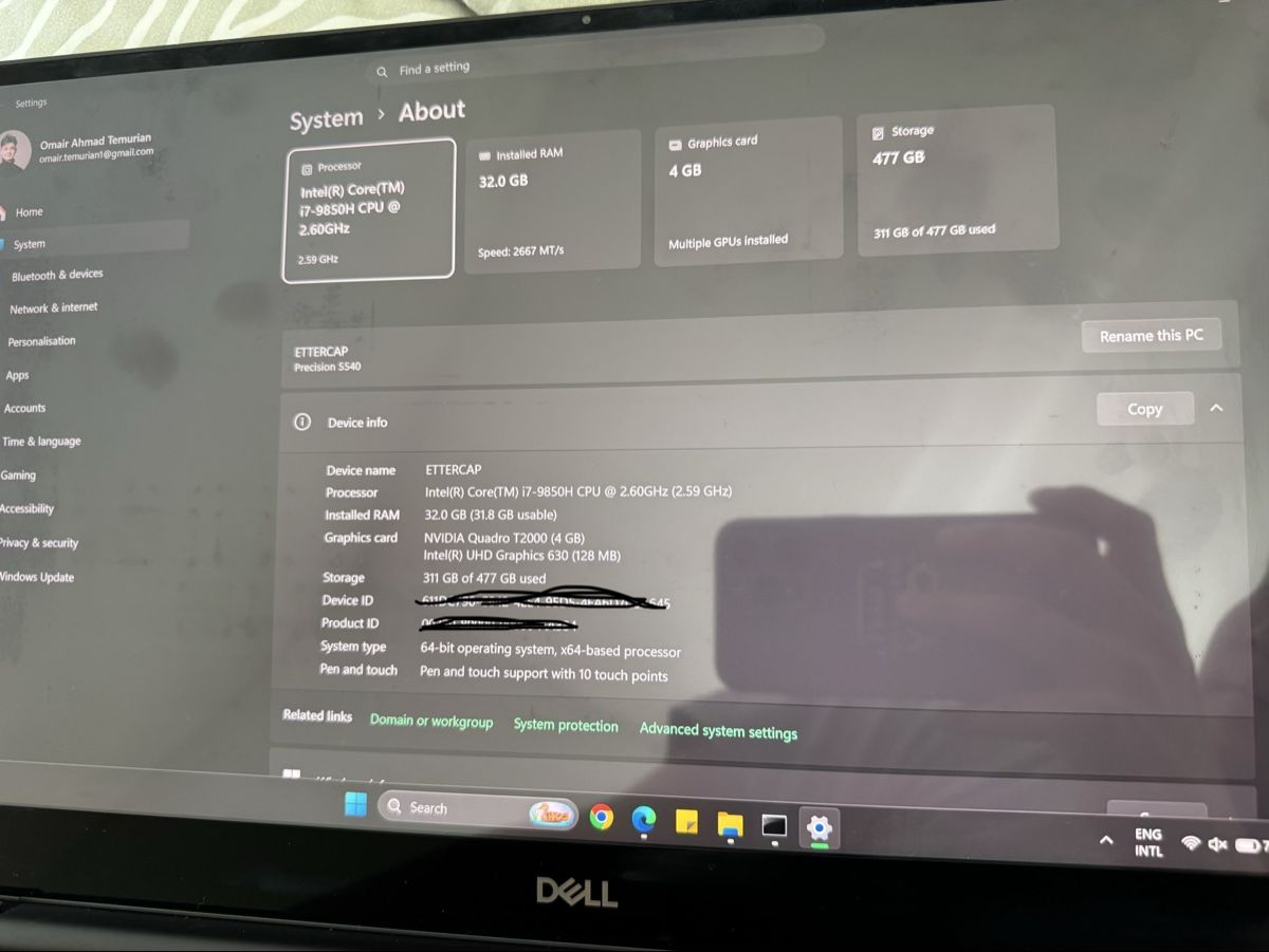Dell Notebook: Dell Precision 5540 i7 vPro 4K Touch 32GB T2000 Win11 – Usato da Schaffhausen venduto da oma_c2k7 7
