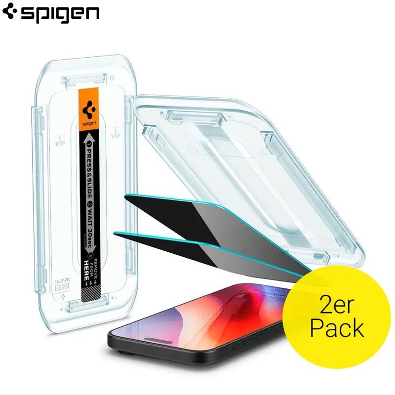 Ritocchi & pellicole di protezione: Spigen iPhone 16 Pro Privacy Glas 2er Set - Originalverpackt – Nuovo e nell'imballaggio originale da Dintikon venduto da wunderliing