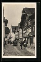 Andermatt, Fuhrwerk auf einer belebten S