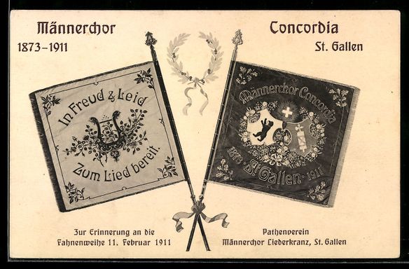 Cartoline postali: St. Gallen, Fahnenweihe vom Männerchor  – Usato da Berlin venduto da bartko-reher