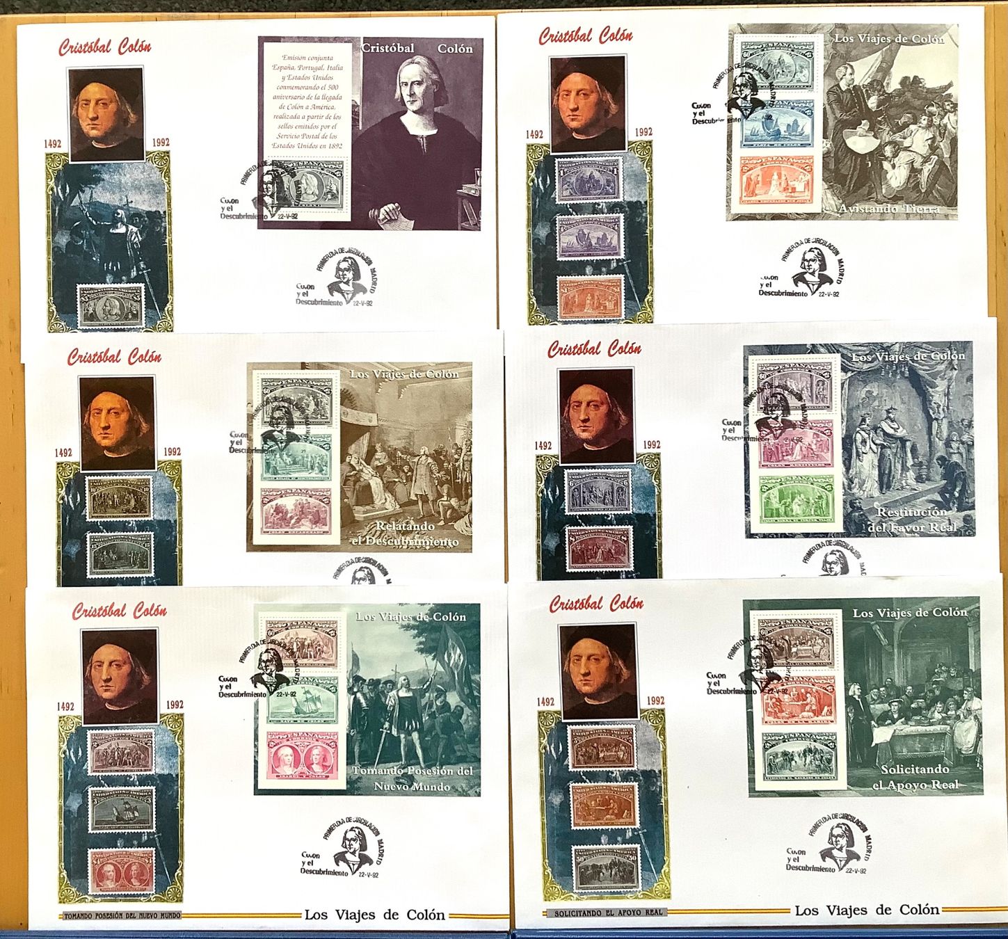 Tutti i francobolli: 1992 Spanien  500 J. der Entdeckung Amerika FDC Blocks ET** – Nuovo (secondo la descrizione) da Liestal venduto da Pep3 1