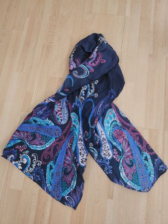 Foulard codello soie motif cachemire bleu multicolore