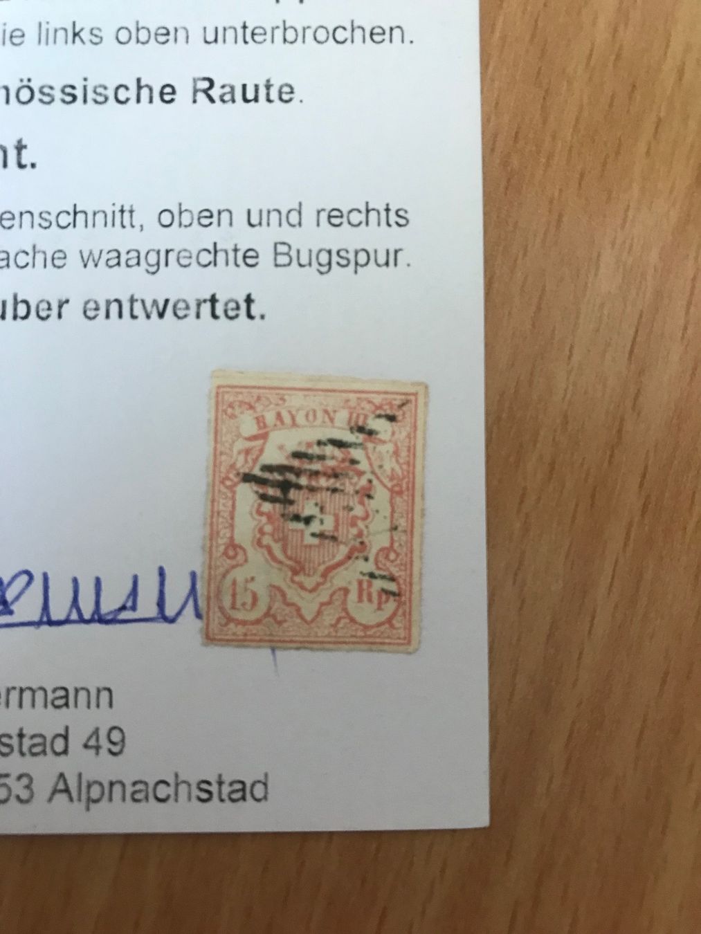 Tous les timbres: Rayon III breitrandig mit Plattenfehler und Attest – D'occasion à stäfa par brandy66 1