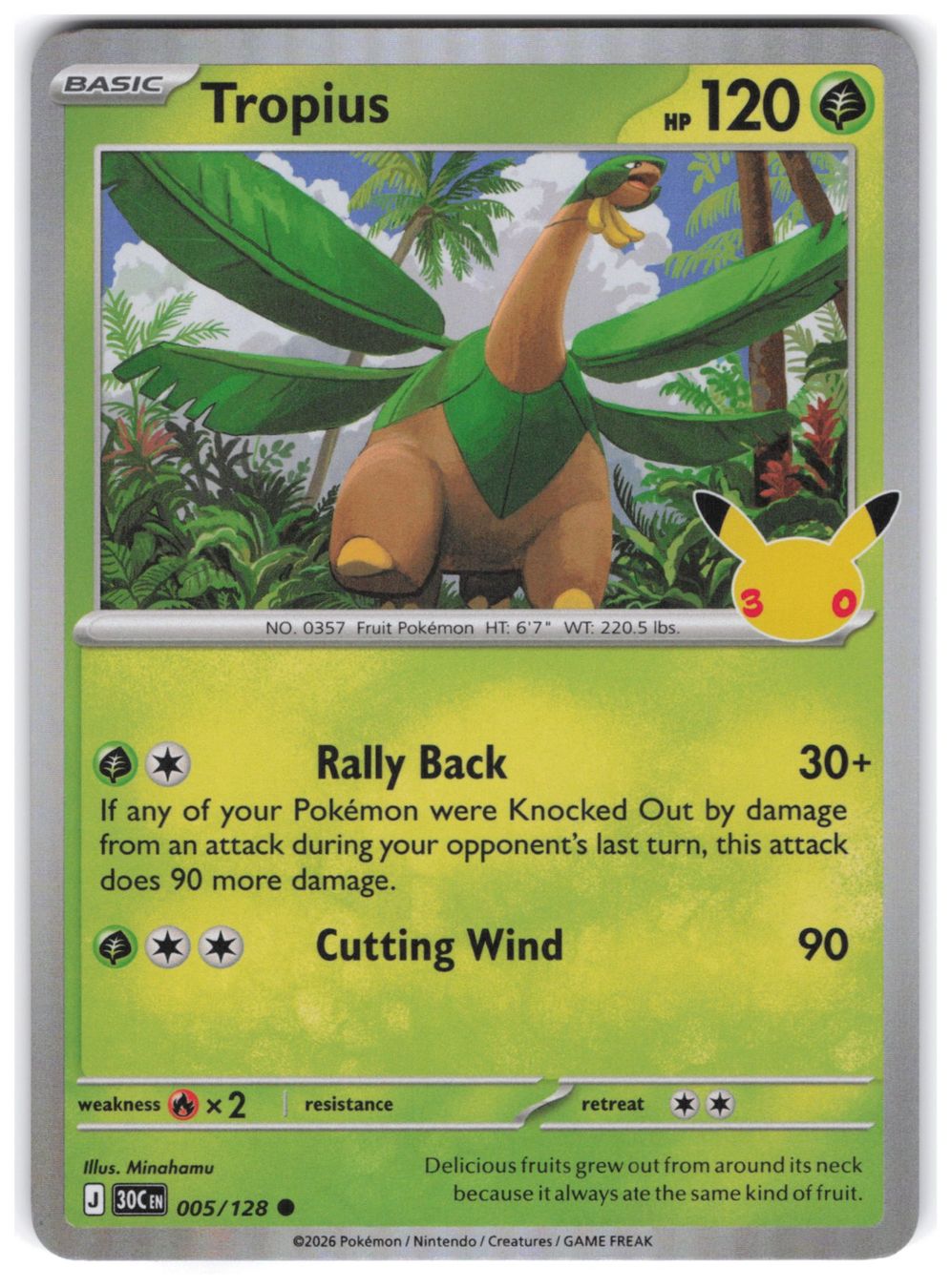 Pokémon Carte collezionabili: Tropius / 30th Celebration / 30C 005 – Nuovo (secondo la descrizione) da Arni AG venduto da PokemonCardsStore