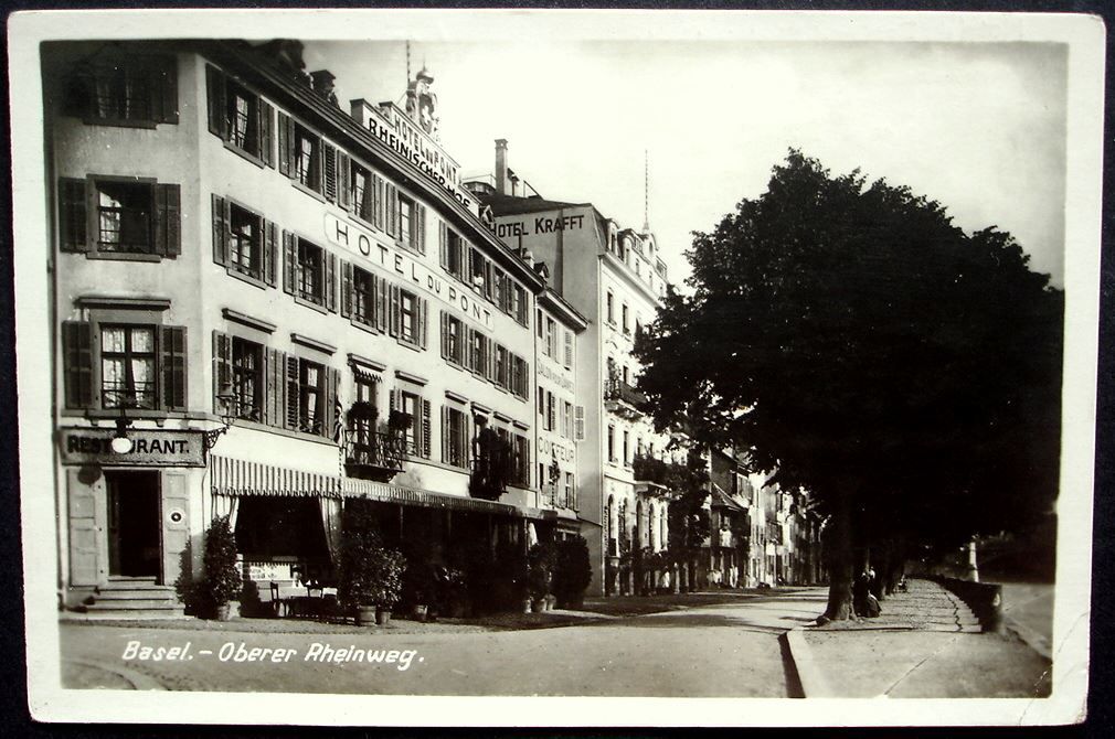 Cartes postales: BASEL Oberer Rheinweg - Hotel du Pont – D'occasion à Jona par philajona