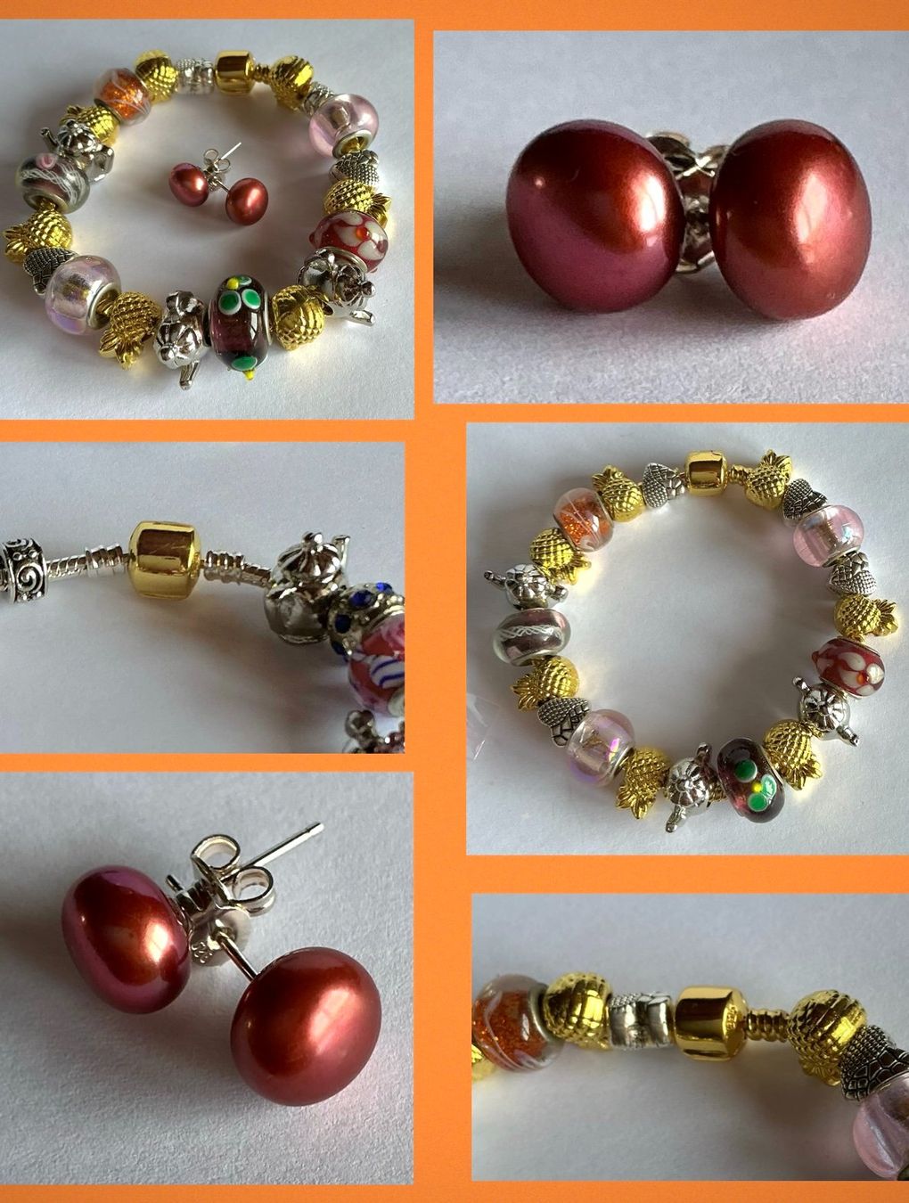 Sonstiger Schmuck: 100% ECHTE PERLENOHRRINGE UND ARMBAND BEADS MURANO STYLE – Neu und originalverpackt aus Berg TG von magginello