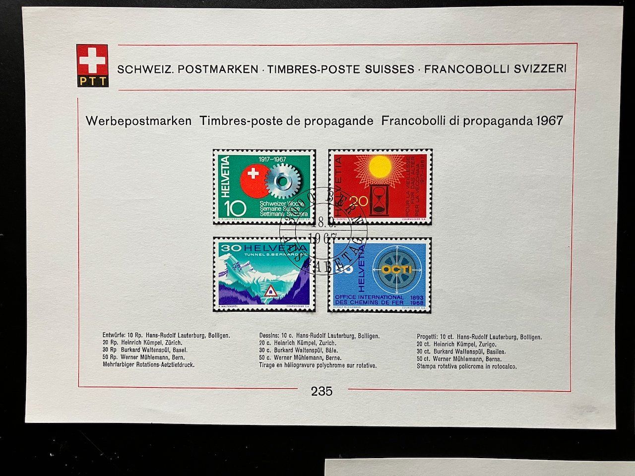 Alle Briefmarken: 3 PTT-Blätter 1967 mit ET – Gebraucht aus Nesslau von zueri6 1