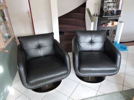 Loungesessel W. Schillig Chillano Leder schwarz drehbar