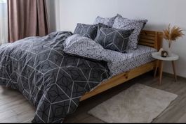 4-teiliges Bettwäsche-Set 160x210cm Quadro Star Grey