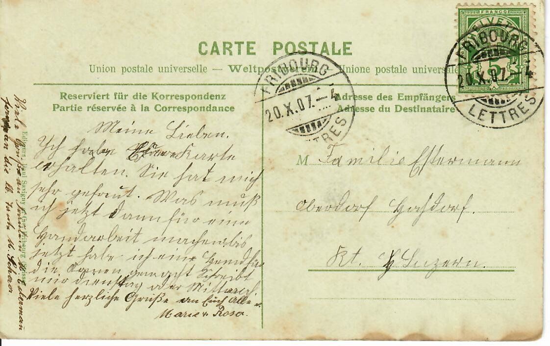 Cartoline postali: Fribourg – Usato da Hochdorf venduto da Ziegel-16 1